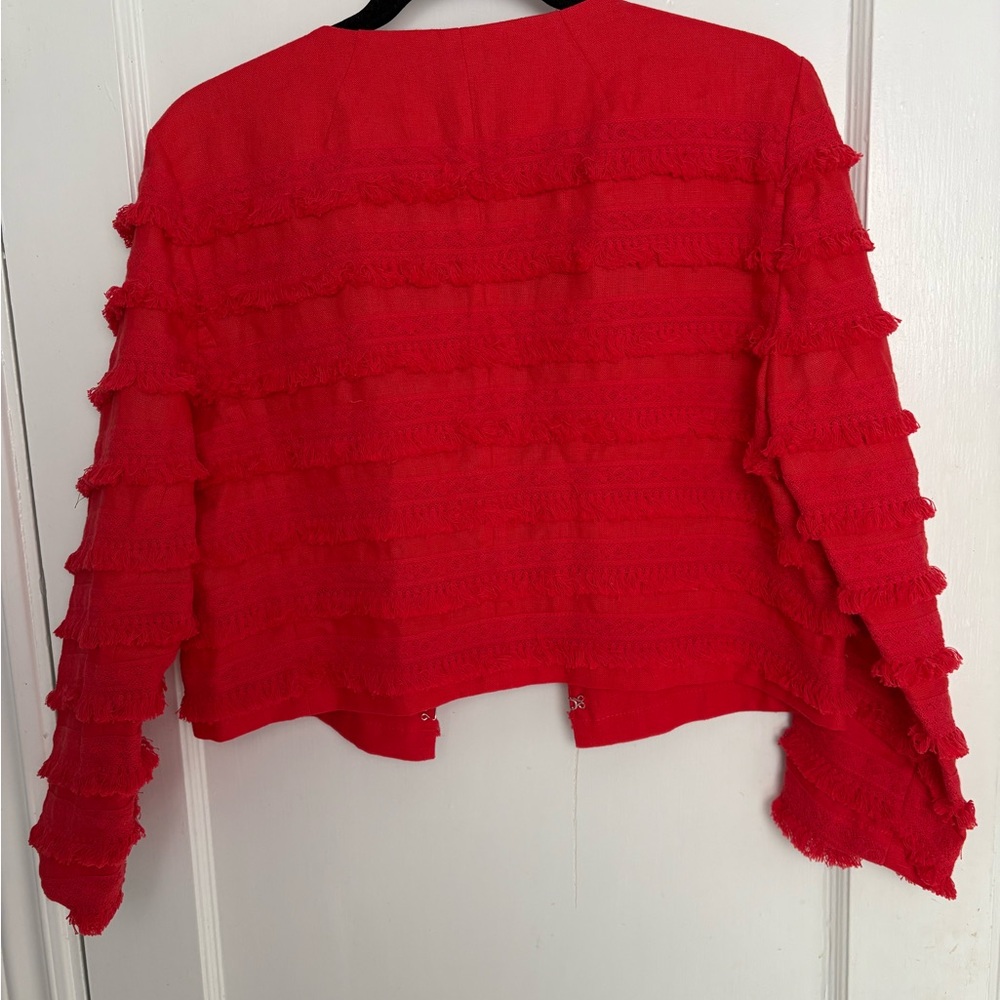 Club Monaco Rabah Fringed Jacket - Red - Picture 3 of 3
